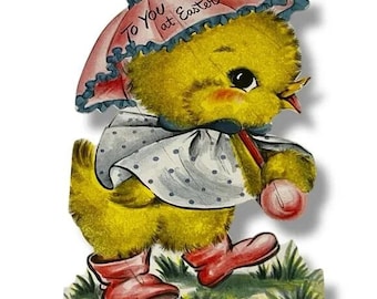 Cartão vintage Hallmark To You At Easter com pato antropomórfico vestido, c1949 DBX