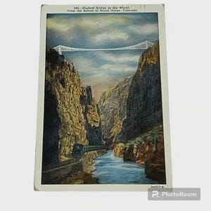 Postal El Royal Gorge y el puente más alto del mundo Tren Colorado c1942 A175