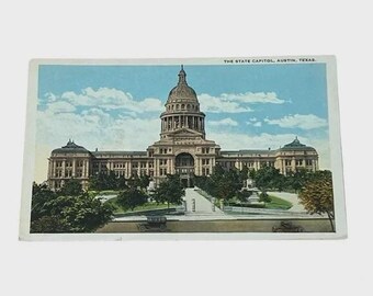 Postcard The State Capitol Austin Texas Antique Cars Vintage B21