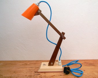 Wooden Table Lamp HECTOR Handmade Modernist Desk Lamp Light Porcelain Industrial Insulator
