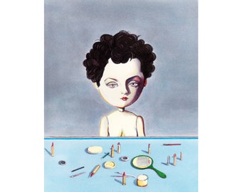 Mimi as the “Woman and Cosmetics”  by Wayne Thiebaud  Giclee Fine Art Print, Painting, Giclée Mid Century Art 1960s