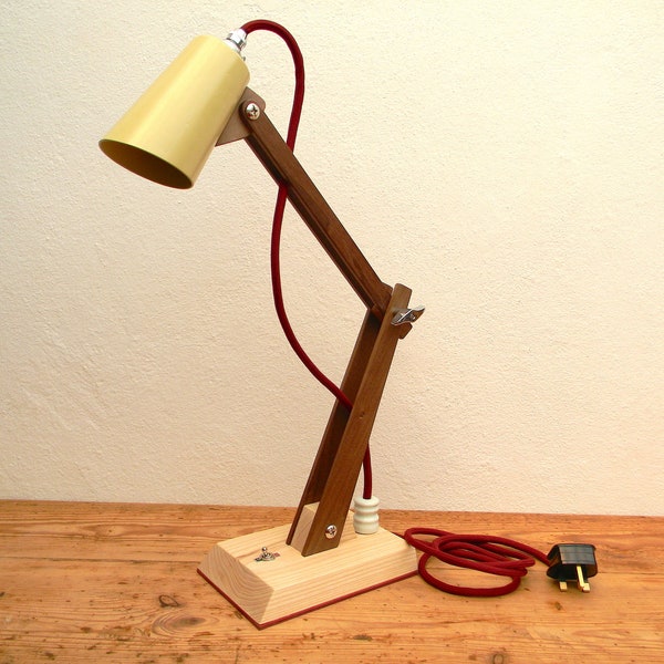 Wooden Table Lamp HECTOR Handmade Modernist Desk Lamp Light Porcelain Industrial Insulator