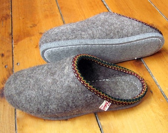Traditional Hand Felted Woollen Slippers All Natural Thermal Warm and Cool