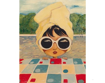 Mimi Ride in the Hamptons Giclee Fine Art Print, Painting, Giclée