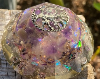 Rose Quartz -Amethyst -  Lavender - Mixed Metal Large Resin Diamond for Energy Balancing - Holographic Metal Foil