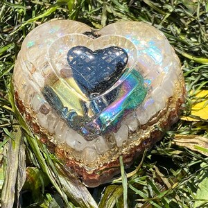 Glacialite Heart - Energy Balancing Home Decor - Rose Quartz - Titanium Quartz - Spiritual Tools