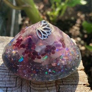 Granat - Amethyst - Rosenquarz - Mixed Metal Großer Harzdiamant für Energieausgleich