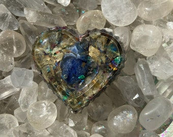 Labradorite & Sodalite with mixed metal cogs -  Large Heart - Healing Tools - Energy Balancing Artwork