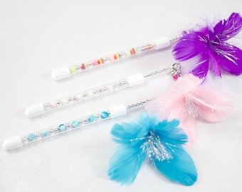 Feather Cat Wand Toy: Interactive Teaser Wand with Beads