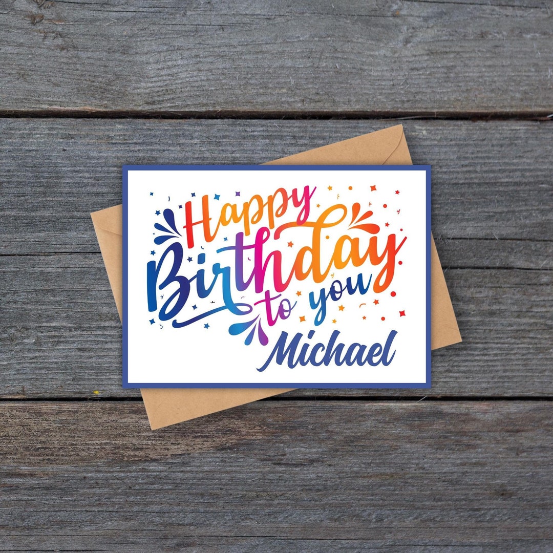 Personalized Birthday Greeting Card, Colorful Card, Color Gradient