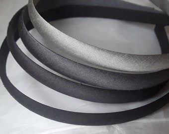 Grey Gray silver charcoal black headband  narrow plain slim skinny headband hair head alice band 1cm wide