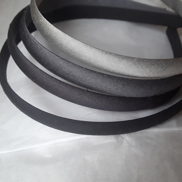 Grey Gray silver charcoal black headband  narrow plain slim skinny headband hair head alice band 1cm wide