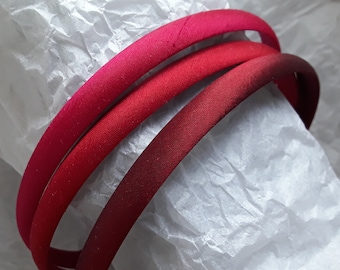 12 Burgundy Girls Wide Headbands Hard Leather Like Red Hairband Hair Accessories