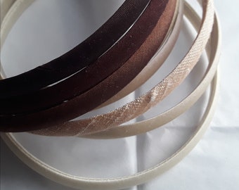 Cream beige champagne taupe khaki milk chocolate dark brown skinny narrow plain headband hair head alice band 1cm wide wedding bridesmaid