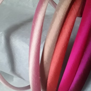 Reinseide Dupionseide Stirnband blass altrosa lachs koralle pink magenta schmales unifarbenes Haarband aus Dupionseide 1 cm breit Hochzeit