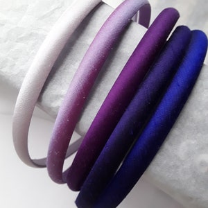 Pure silk dupion headband Lilac lavender pink violet purple skinny narrow plain headband hair head alice band  1cm wide wedding bridesmaid