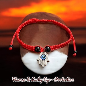 Hamsa Bracelet/Asian Coin Bracelet/Handwoven Bracelet/Lucky Eye Bracelet/Feng Shui Bracelet/Protection Bracelet/Adjustable bracelet