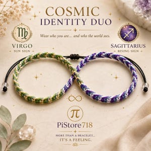 Sun & Rising Zodiac Bracelet Set | Personalized Astrology Gift | Cosmic Identity Duo | Handmade Horoscope Bracelets | Birthday Gift