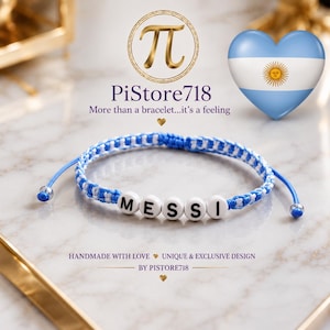 Armband för Argentina Messi | Armband för Argentinas supportrar | Justerbart fotbollsarmband | Personlig fotbollspresent | Handgjort armband | vänskap