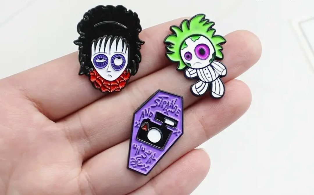 Beetlejuice Themed Trio Pin Set Spooky Enamel Pins Halloween Gift for ...