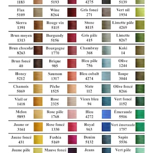 Maurice Brassard 8/4 cotton weaving yarn color card. Cotton cones for weaving, knitting machines and all crafts.