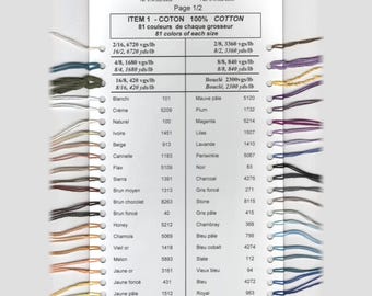 Maurice Brassard - Cotton Color Card - Includes all colors and cotton size samples!