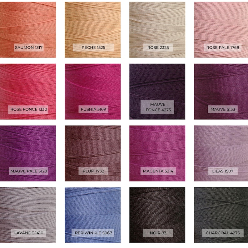 Maurice Brassard 8/2 Cotton Swatches Pinks. Purples, Black and Charcoal