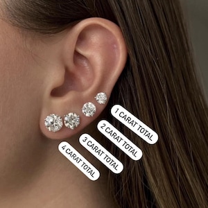 Lab Grown Diamond Stud Earrings/.50-5 ct Diamond Studs for Women/White,Yellow,Rose 14K Solid Gold/ IGI certified/Lab Diamond Studs/Basket