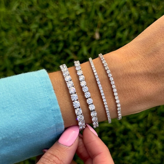 Lab Grown Diamond Tennis Bracelet for Women - 14K White, Yellow, Rose Gold - 1-10 Carat - Valentines Day Gift, Def Color, VVS Clarity