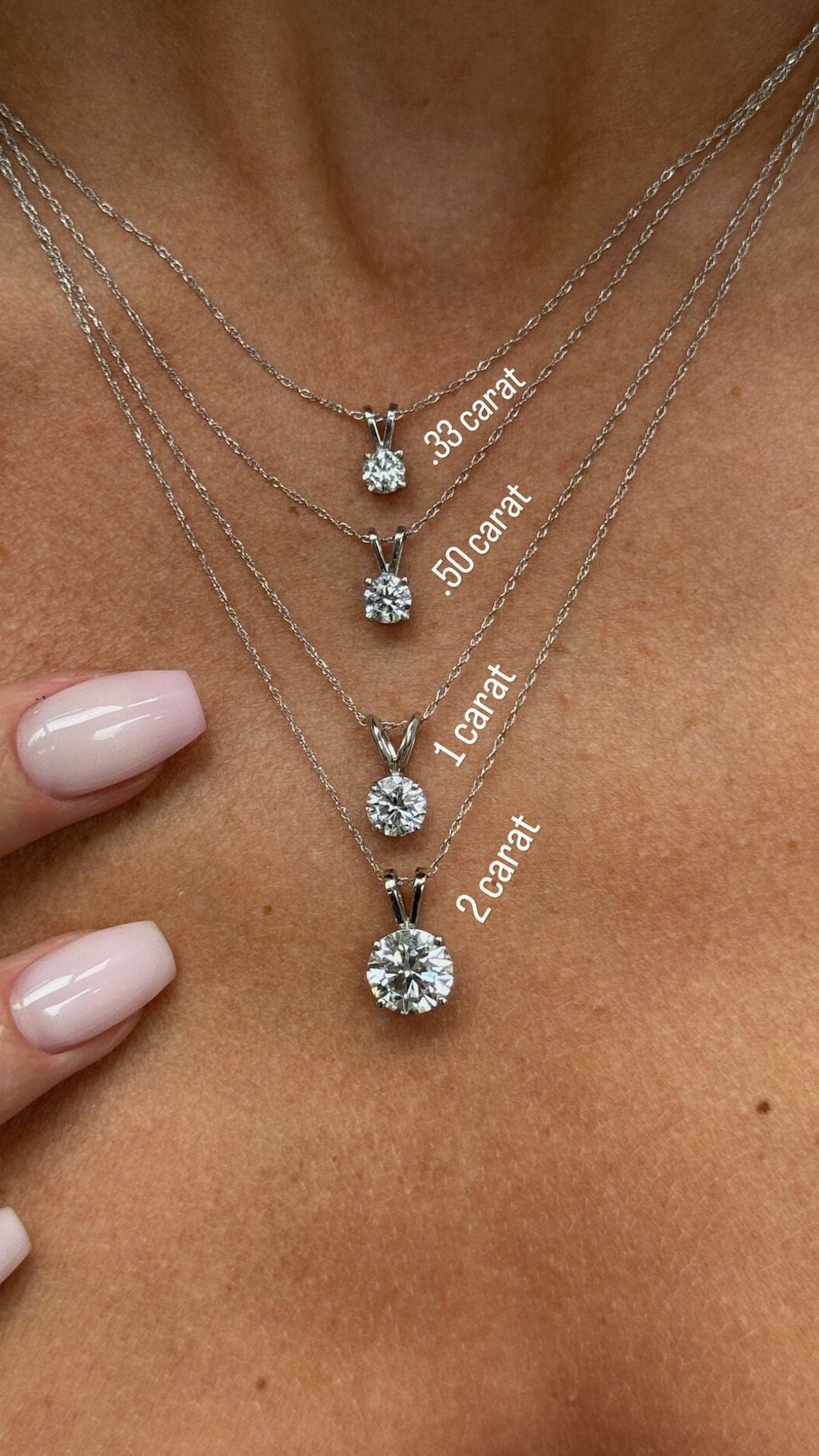 Buy Carat Lab Grown Diamond Solitaire Necklace Pendant/dainty  Diamond Necklace for Women/ 14K White,yellow,rose Solid Gold/igi Certified 