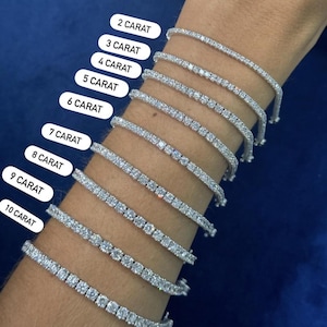 Lab Grown Diamond Tennis Bracelet for Women 1ct–10ct | 14K White Yellow Rose Gold | DEF Color VVS Clarity | Christmas holiday Day Gift