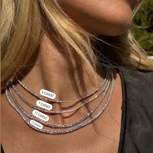 Tennis Necklace.Lab Grown Diamond. 5-20 Carat. Stackable. 14k Solid Gold. Comes with Certificate. Diamond Necklace. Last Minute Gift. Dainty