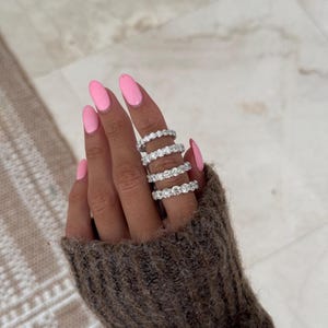 Banda de eternidad clásica con diamantes, banda de diamantes redondos, diamantes naturales, regalo de aniversario, regalo de San Valentín, certificado, banda infinita