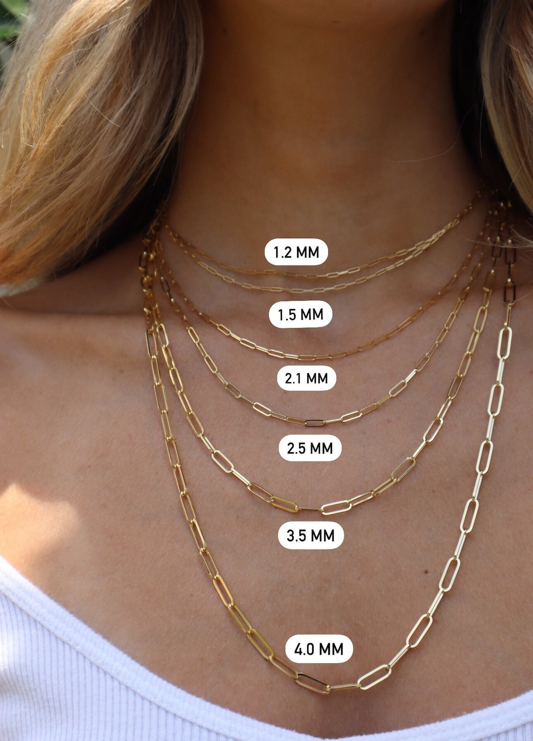 14K Yellow Gold Paperclip Chain Necklace, 16