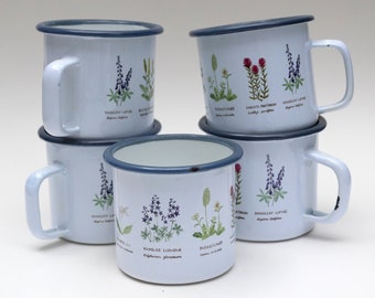 SECONDS SALE: Imperfect Wildflowers Camp Mug / Wildflowers Enamel Mug / Camping Mug / Enamel Mug / Wildflowers