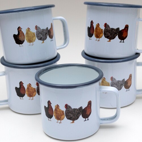 SECONDS SALE: Imperfect Chickens Camp Mug / Chicken Mug / Camping Mug / Enamel Mug / Backyard Chickens