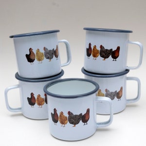 SECONDS SALE: Imperfect Chickens Camp Mug / Chicken Mug / Camping Mug / Enamel Mug / Backyard Chickens