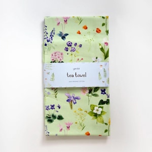 Wildflowers Tea Towel - Organic Cotton Kitchen Towel - Floral Towel - Dish Towel - Watercolor Towel - Housewarming Gift - Flower Towel