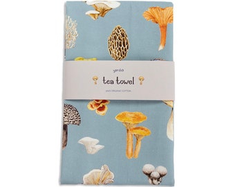 Mushroom Tea Towel - Organic Cotton Kitchen Towel - Mushrooms Towel - Dish Towel - Watercolor Towel - Housewarming Gift - Fungi Tea Towel