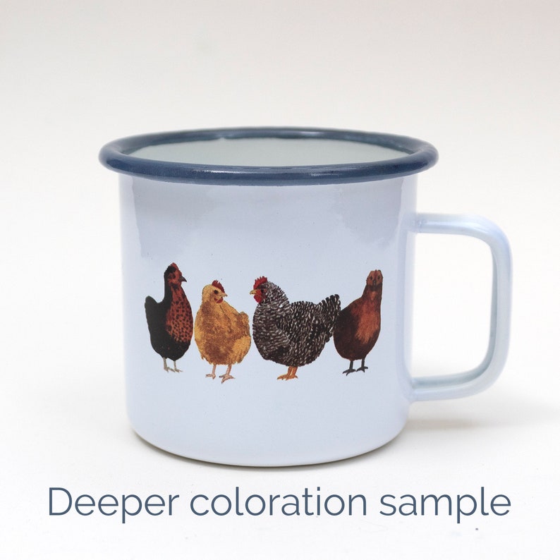 SECONDS SALE: Imperfect Chickens Camp Mug / Chicken Mug / Camping Mug / Enamel Mug / Backyard Chickens image 3