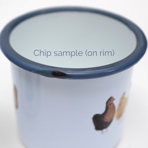 SECONDS SALE: Imperfect Chickens Camp Mug / Chicken Mug / Camping Mug / Enamel Mug / Backyard Chickens image 2