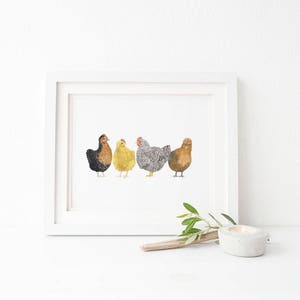 Chickens Art Print / Watercolor / Farm Art / Farmhouse Gifts / Gifts for Her / Backyard Chickens / Farmhouse Art Print / Homestead Gifts