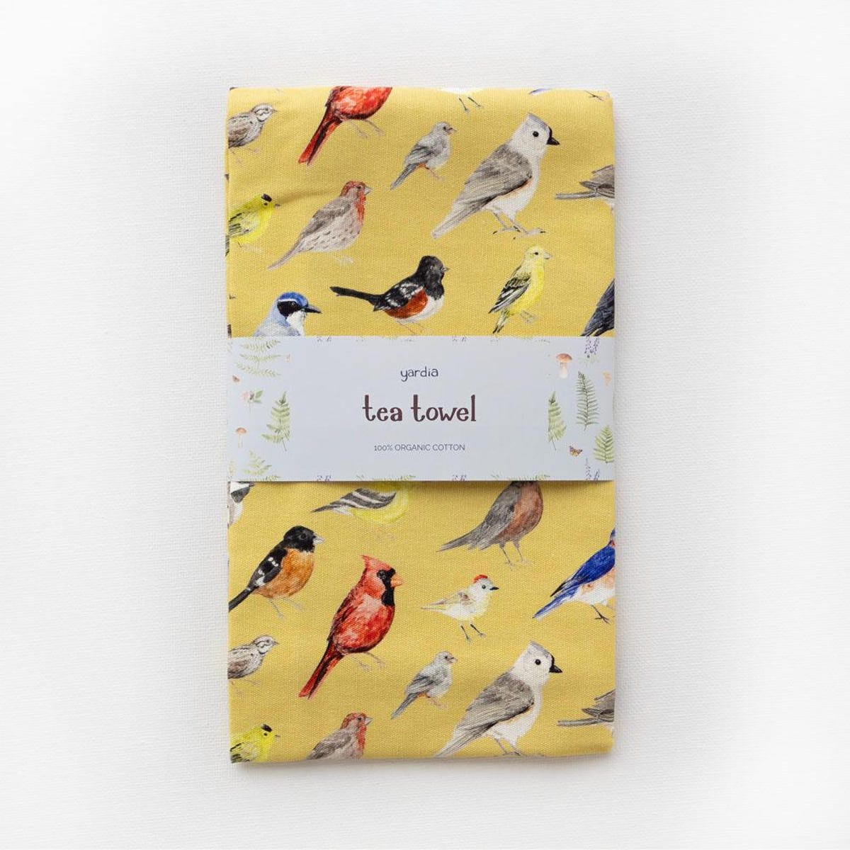 Backyard Birds Tea Towel - Organic Cotton Kitchen Towel - Birds Towel - Dish Towel - Watercolor Towel - Housewarming Gift - Yellow Tea Towel - Etsy