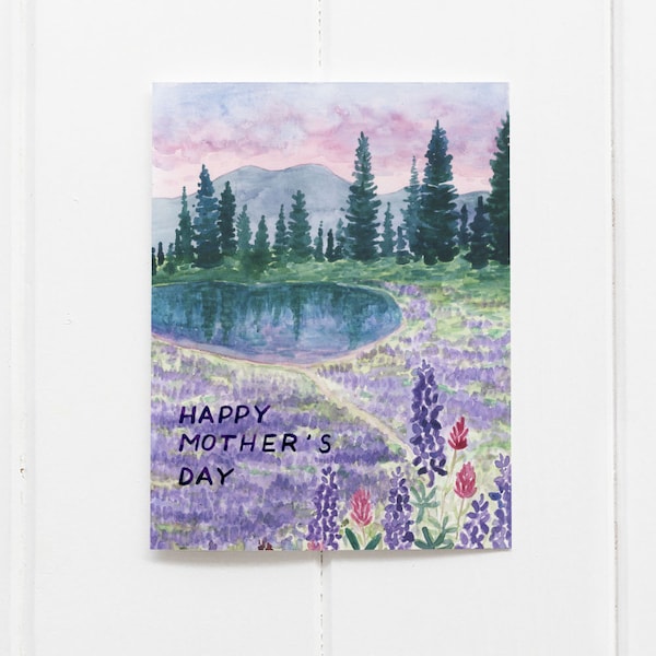 Happy Mother's Day Card / Mom Card / Greeting Card / Hiking Card / Mother's Day Card / Mother's Day / Wildflower Card / Pacific Northwest