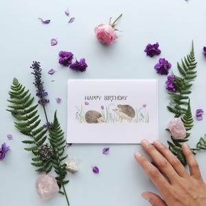 Hedgehogs Birthday Card / Birthday Card / Girls Birthday Card / Hedgehogs Card / Gifts for Her / Happy Birthday Card / Baby Hedgehog Card Bild 3