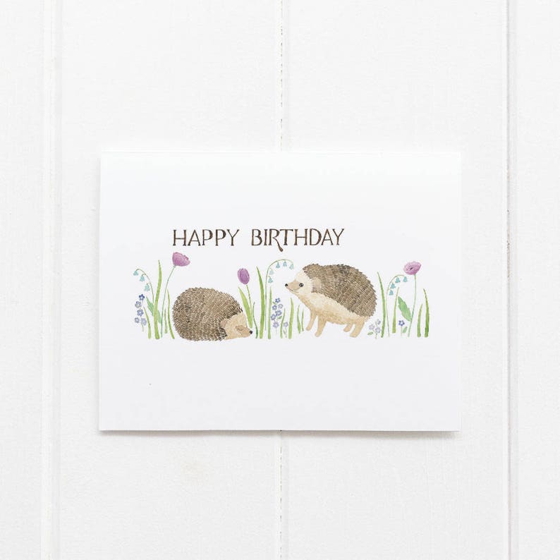Hedgehogs Birthday Card / Birthday Card / Girls Birthday Card / Hedgehogs Card / Gifts for Her / Happy Birthday Card / Baby Hedgehog Card Bild 1