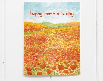 Happy Mother's Day Card / Mom Card / Greeting Card / Poppy Card / Mother's Day Card / Mother's Day / California Poppy / Poppies Card