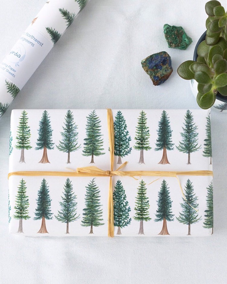 Evergreen Trees Wrapping Paper / Christmas Gift Wrap / Pacific Etsy