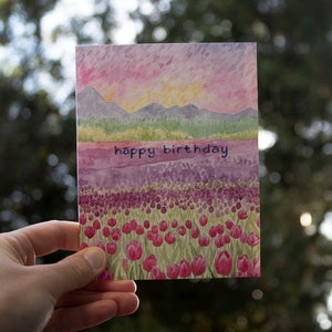 Birthday Card / Tulips Birthday Card / Greeting Card / Watercolor Card / Happy Birthday / Floral Birthday Card / Tulip Birthday image 2