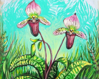 NEW~ Lady Slipper Orchid Print